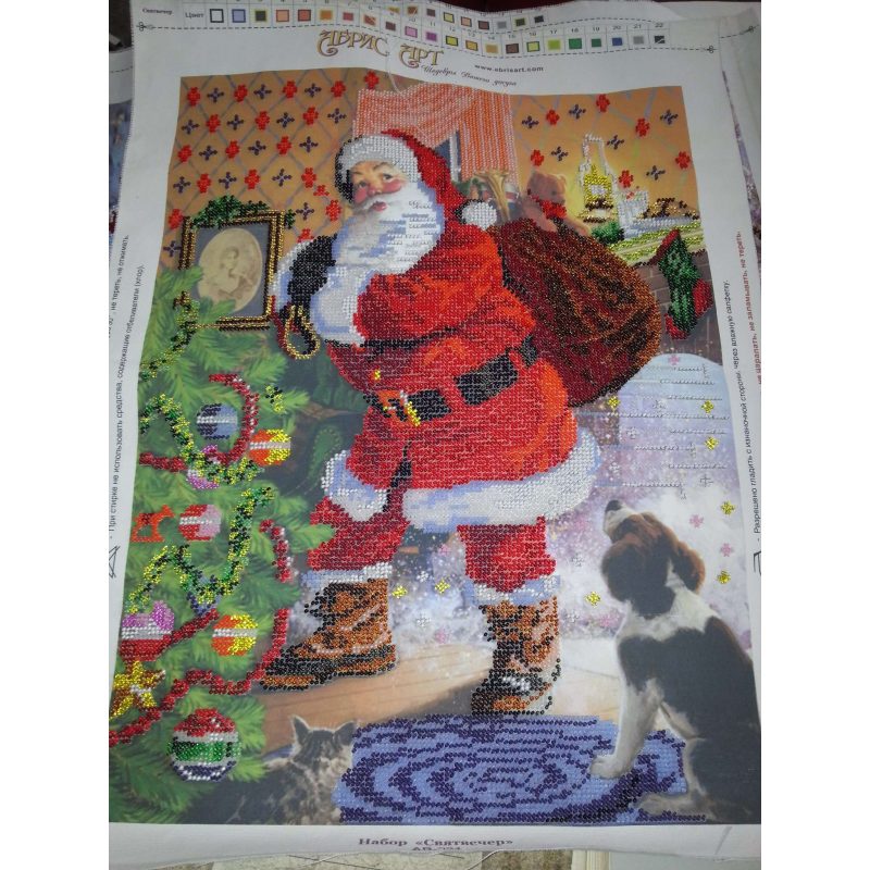 Bead Embroidery Kit on Art Canvas "Christmas Eve"