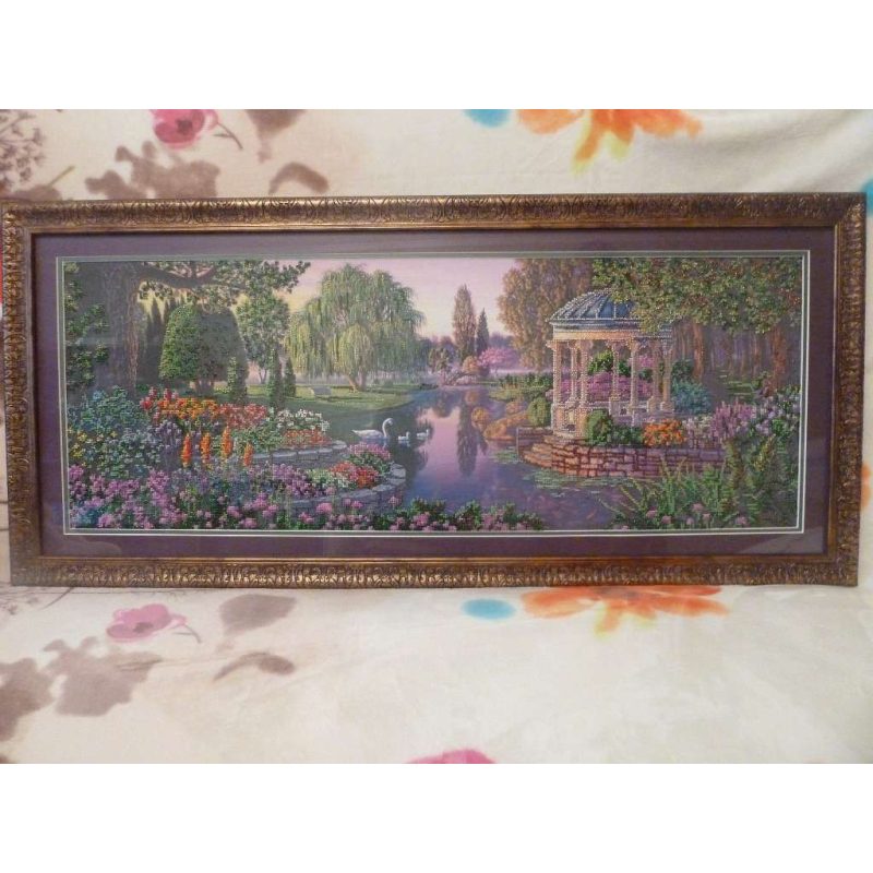 Bead Embroidery Kit on Art Canvas "By the pond"