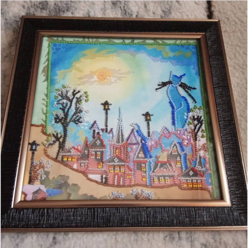 Bead Embroidery Pattern on Art Canvas "The Keeper of Dreams"