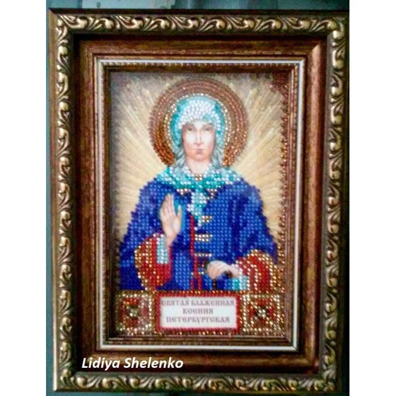 Mini Icon Bead Embroidery Kit on Art Canvas "St. Xenia"