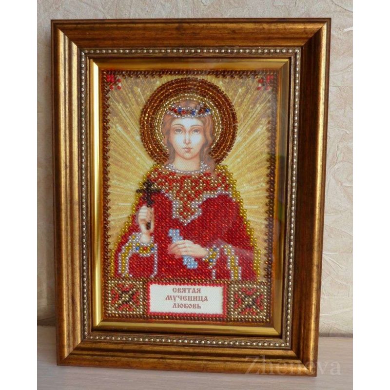 Mini Icon Bead Embroidery Kit on Art Canvas "St. Liubov"