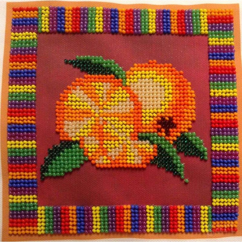 Bead Embroidery Kit on Art Canvas "Orange"