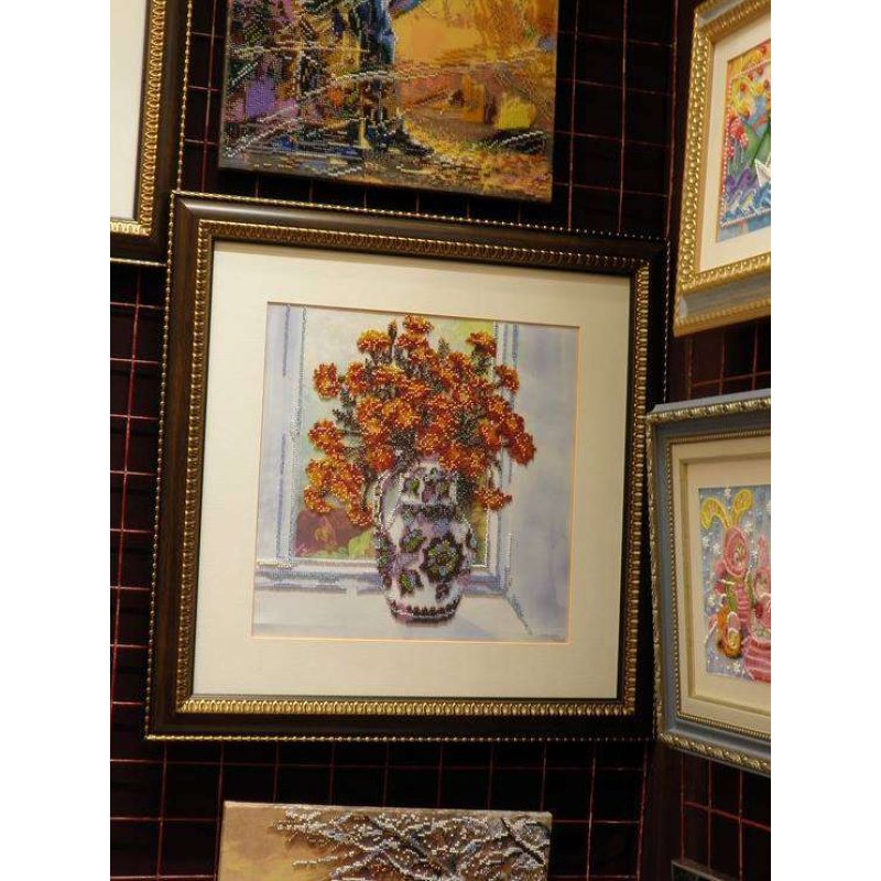 Bead Embroidery Pattern on Art Canvas "Carpathian flowers"