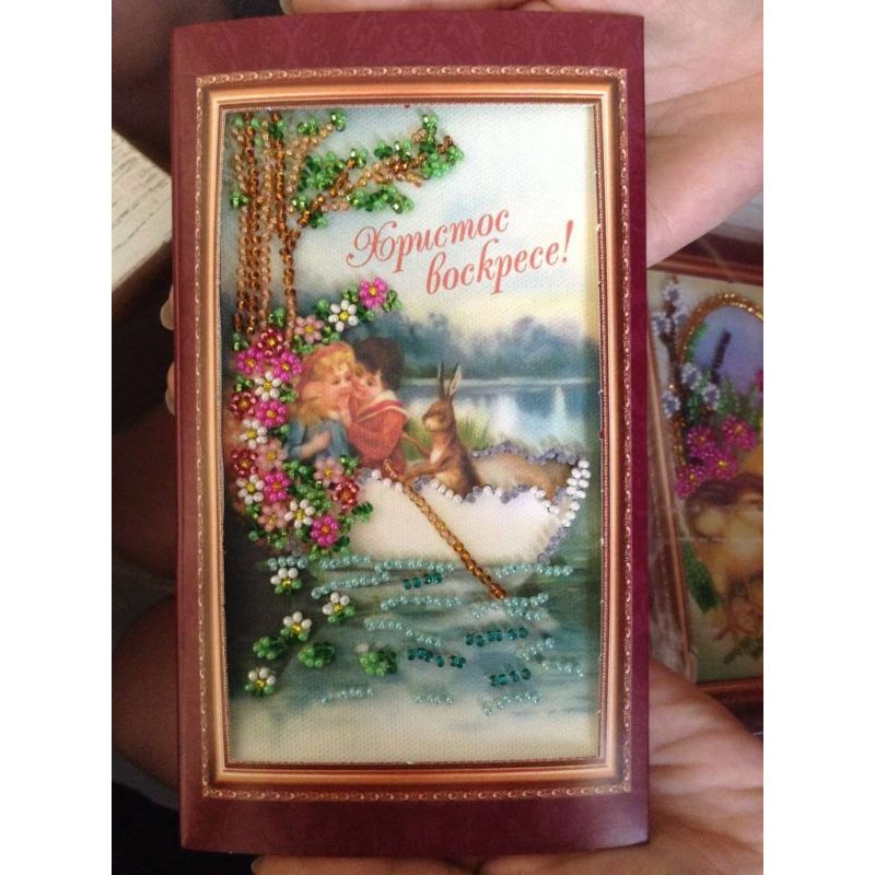 Bead Embroidery Postcard Kit "Easter – 10"