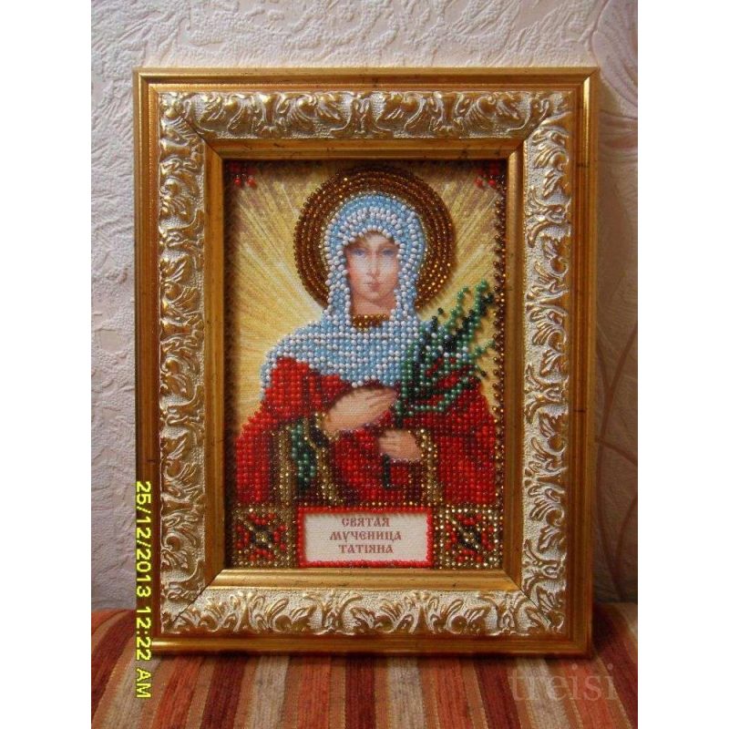 Mini Icon Bead Embroidery Kit on Art Canvas "St. Tatiana"