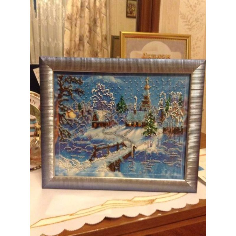Bead Embroidery Kit on Art Canvas "Country evenings"