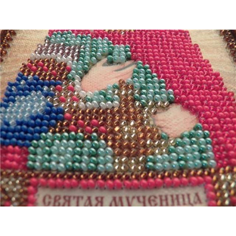 Mini Icon Bead Embroidery Kit on Art Canvas "St. Fotinia (Svetlana)"
