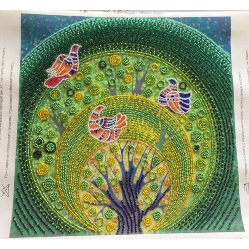 Bead Embroidery Pattern on Art Canvas "Heaven birds"