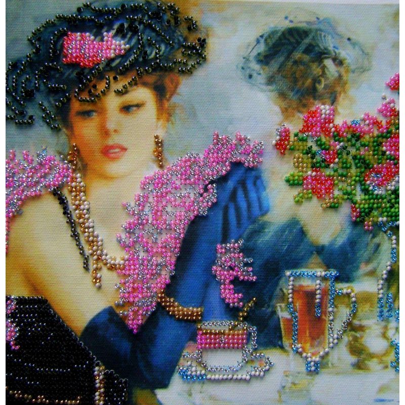 Bead Embroidery Pattern on Art Canvas "The Parisian Woman"