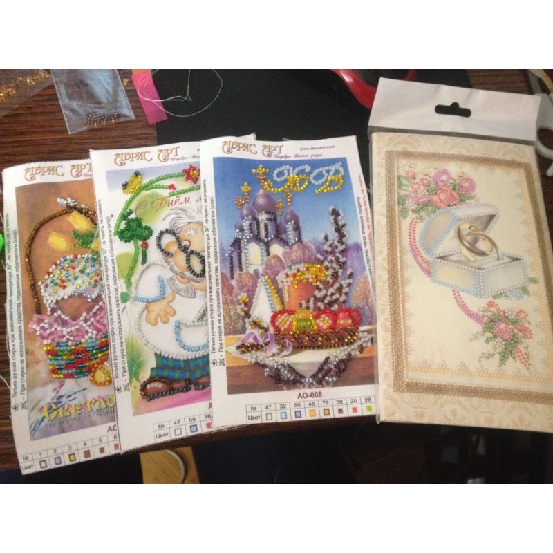 Bead Embroidery Postcard Kit "Easter – 8"