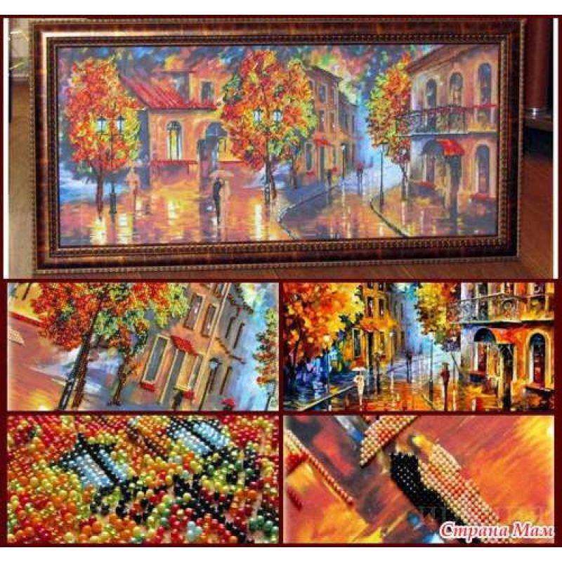 Bead Embroidery Kit on Art Canvas "October colours"