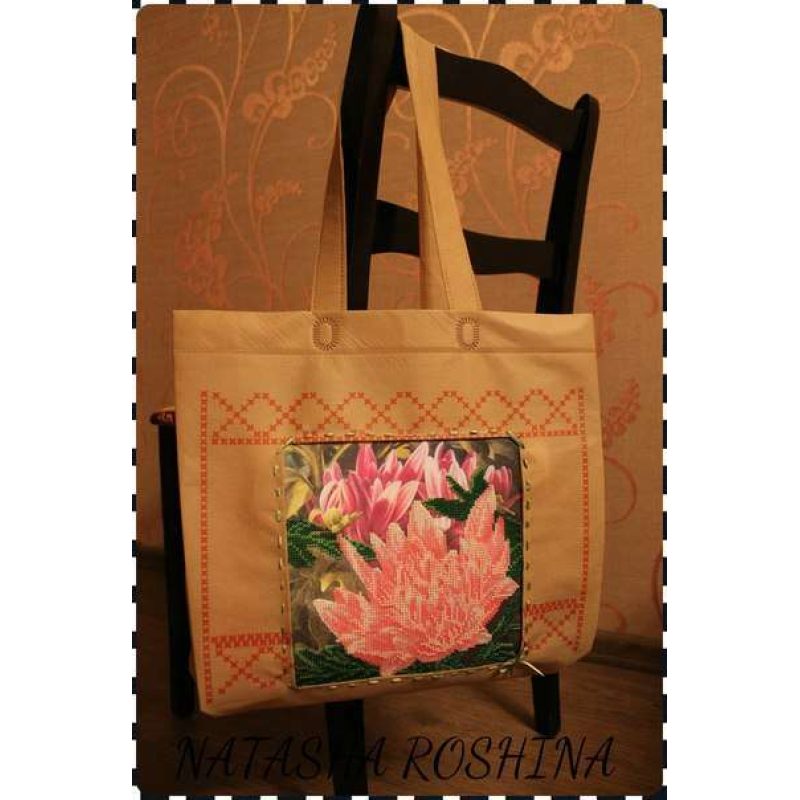 Bead Embroidery Pattern on Art Canvas "Pink lotus"