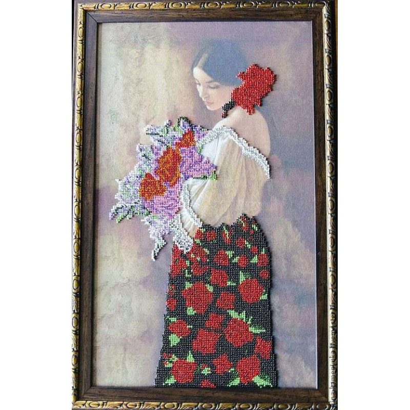 Bead Embroidery Kit on Art Canvas "Marcela"
