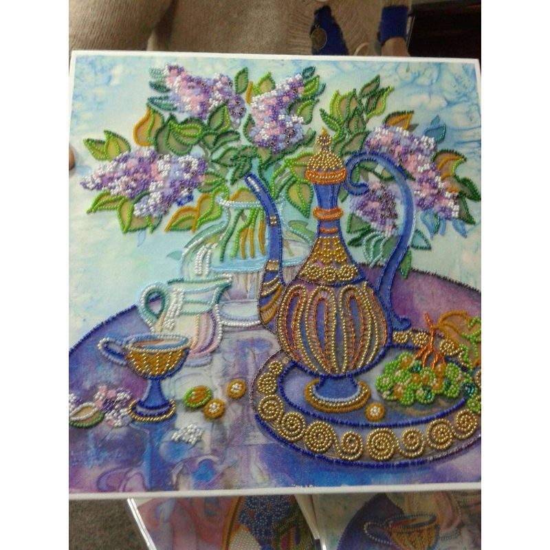 Bead Embroidery Pattern on Art Canvas "Cobalt"