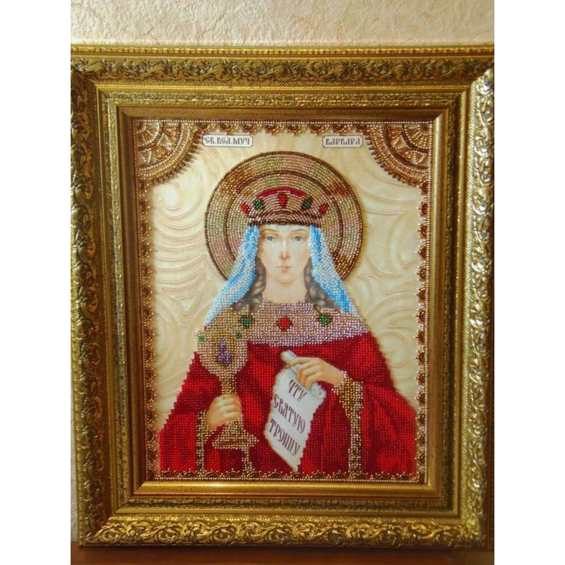 Icon Bead Embroidery Kit on Art Canvas "St. Barbara"