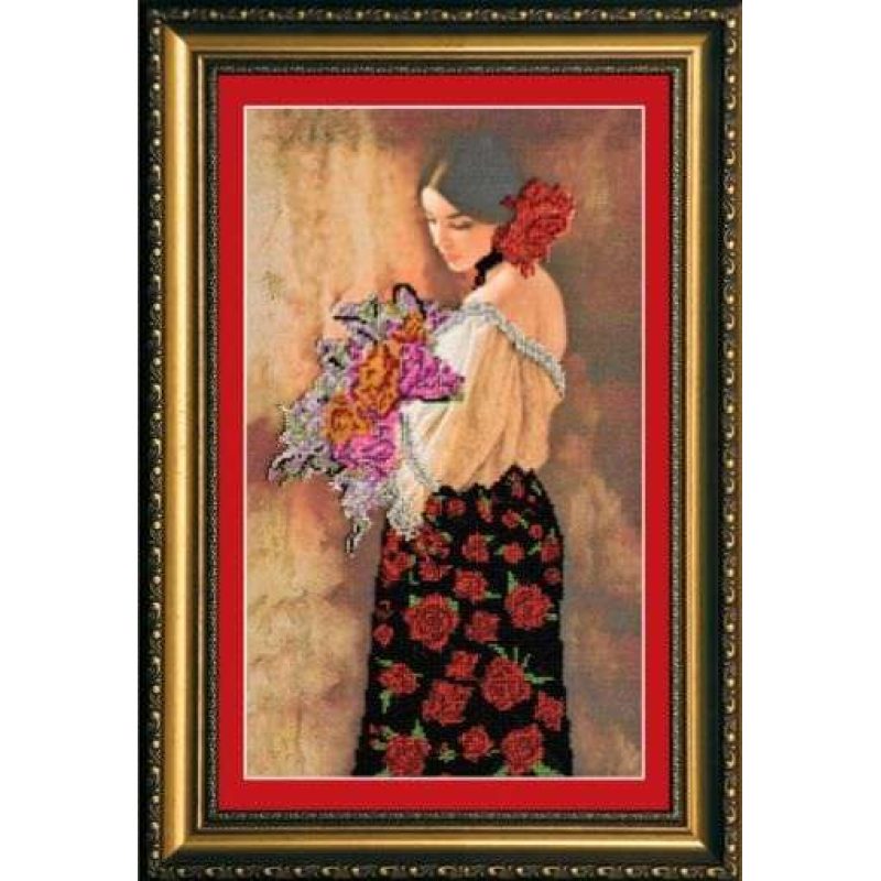 Bead Embroidery Kit on Art Canvas "Marcela"