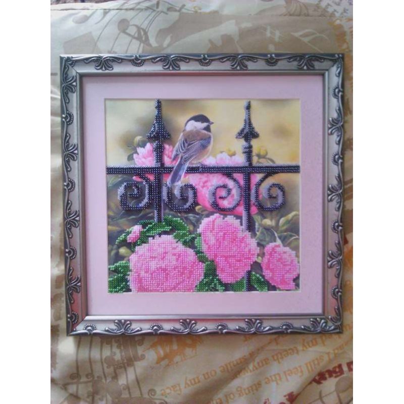 Bead Embroidery Pattern on Art Canvas "Titmouse"