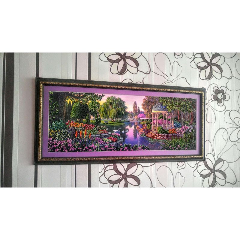 Bead Embroidery Kit on Art Canvas "By the pond"