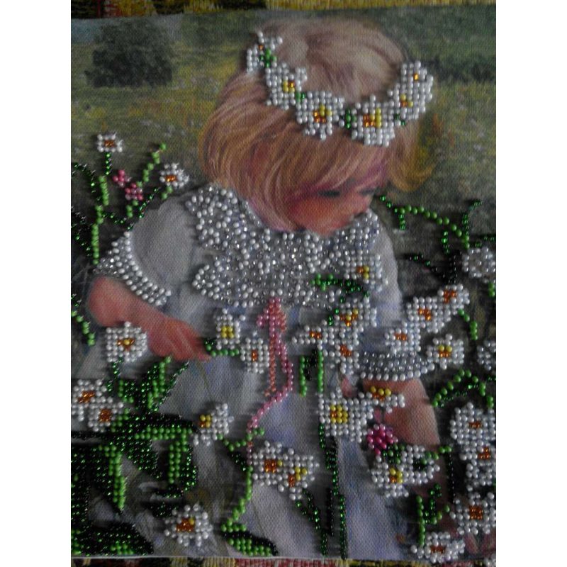 Bead Embroidery Pattern on Art Canvas "Chamomile Mood"