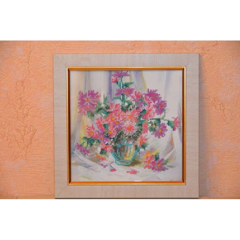 Bead Embroidery Pattern on Art Canvas "Chrysanthemums"