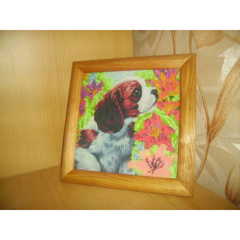 Bead Embroidery Pattern on Art Canvas "Puppy"