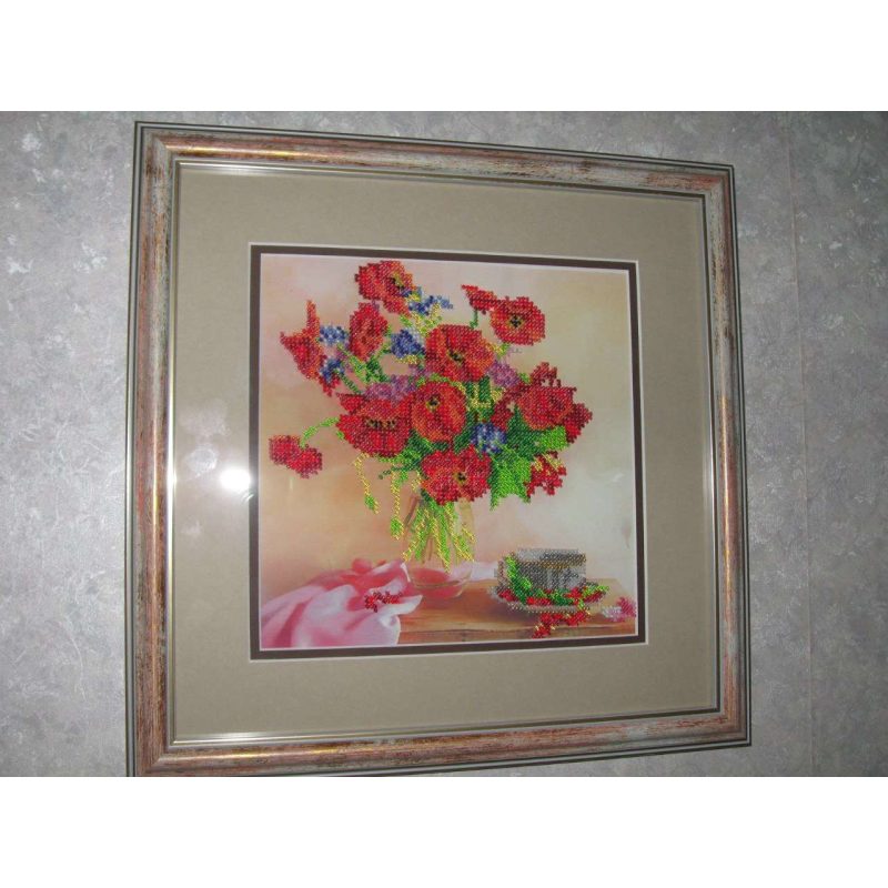 Bead Embroidery Pattern on Art Canvas "Morning Tea"