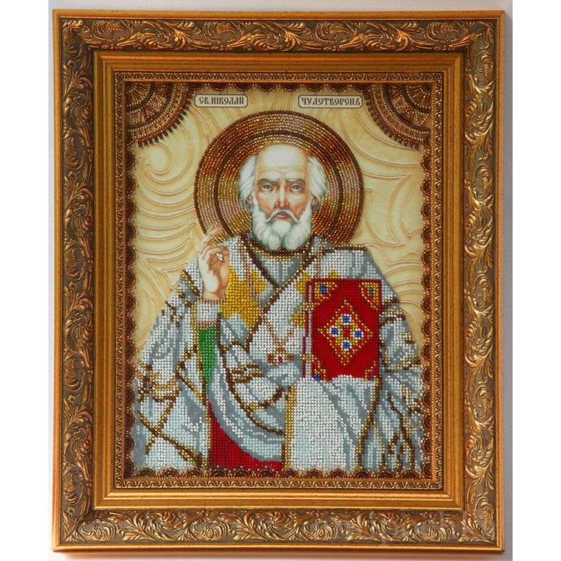 Icon Bead Embroidery Kit on Art Canvas "St. Nicholas"