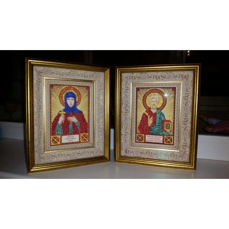 Mini Icon Bead Embroidery Kit on Art Canvas "St. Anna"
