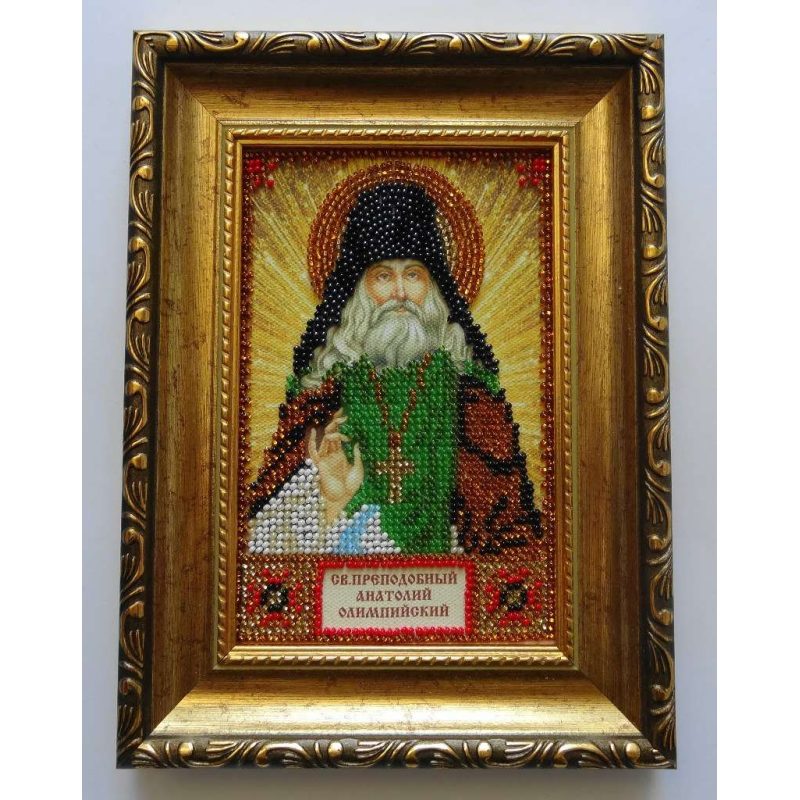 Mini Icon Bead Embroidery Kit on Art Canvas "St. Anatoly"