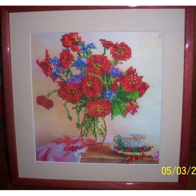 Bead Embroidery Pattern on Art Canvas "Morning Tea"