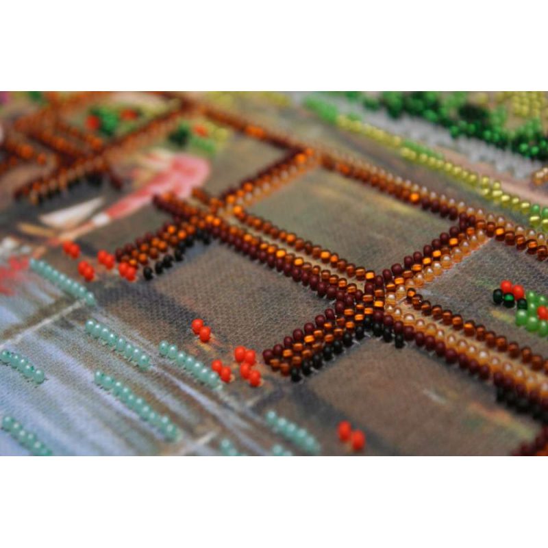 Bead Embroidery Kit on Art Canvas "Sunday picnic"