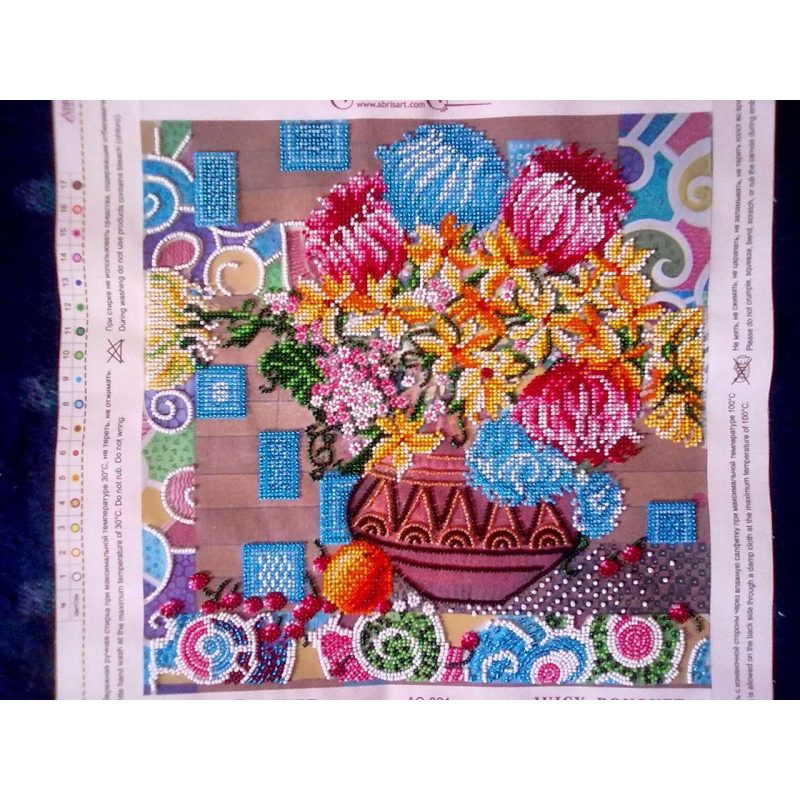 Bead Embroidery Pattern on Art Canvas "Juicy bouquet"