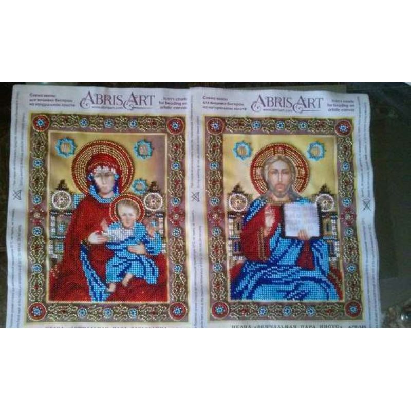 Icon Bead Embroidery Pattern on Art Canvas "Wedding Icon – The Holy Mother of God"
