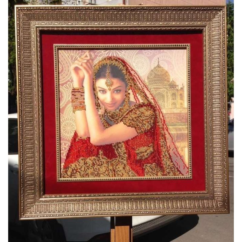 Bead Embroidery Pattern on Art Canvas "Flowers of India"