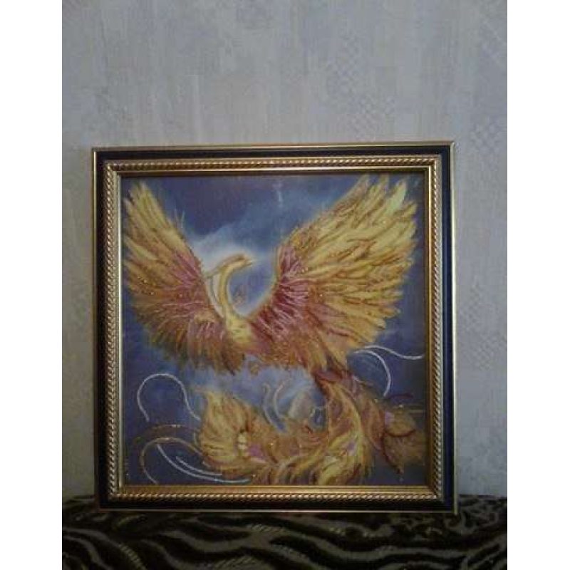 Bead Embroidery Pattern on Art Canvas "The Firebird"