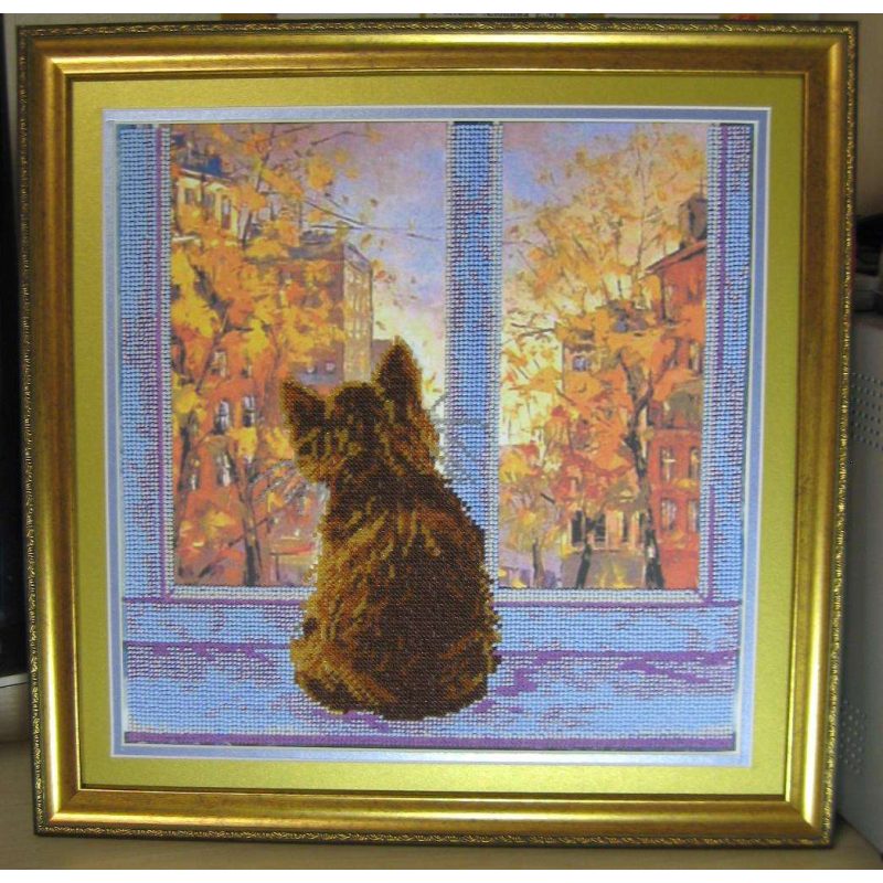Bead Embroidery Pattern on Art Canvas "The Bright Sadness"