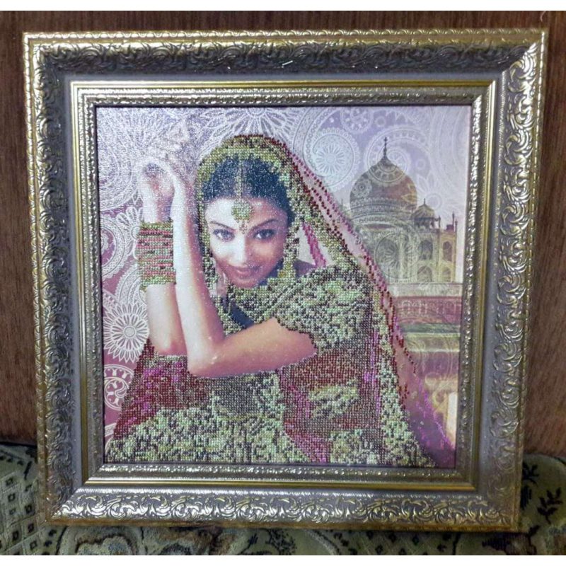 Bead Embroidery Pattern on Art Canvas "Flowers of India"