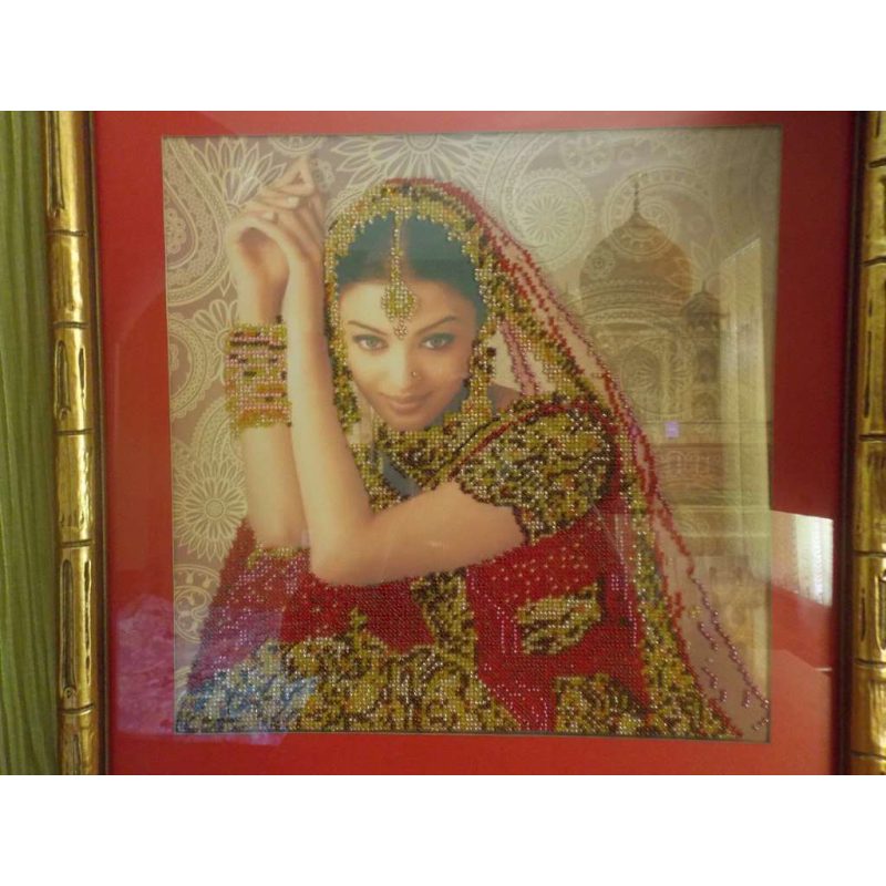 Bead Embroidery Pattern on Art Canvas "Flowers of India"