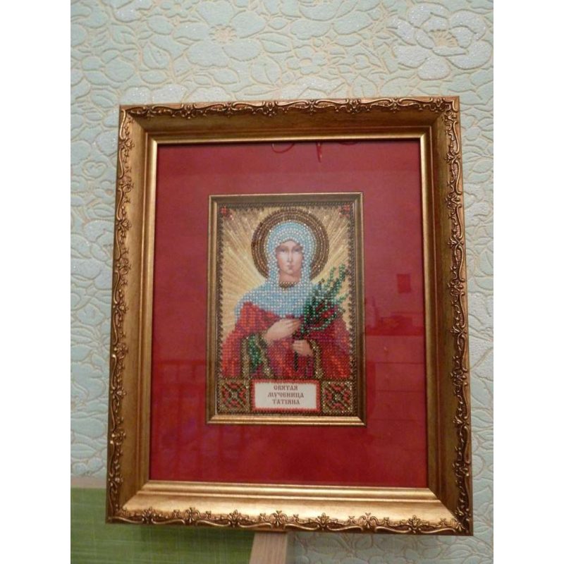 Mini Icon Bead Embroidery Kit on Art Canvas "St. Tatiana"