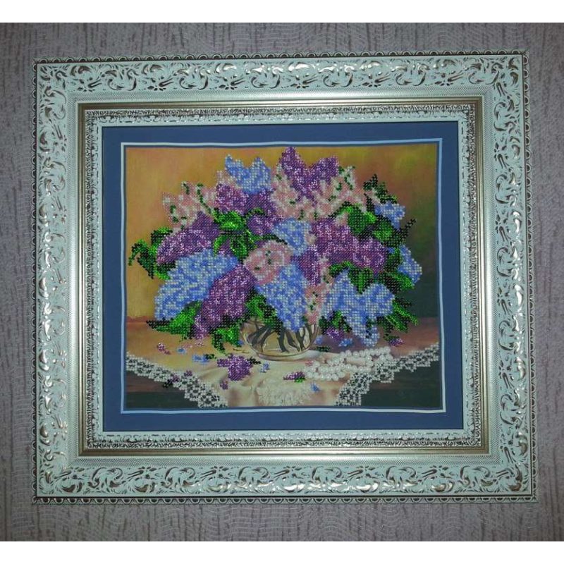 Bead Embroidery Kit on Art Canvas "Lilacs"