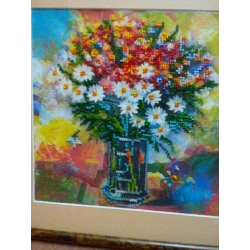 Bead Embroidery Pattern on Art Canvas "Floral Cocktail"