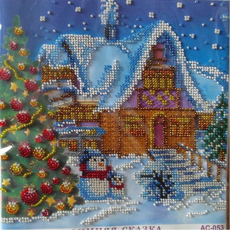 Bead Embroidery Pattern on Art Canvas "Winter Tale"