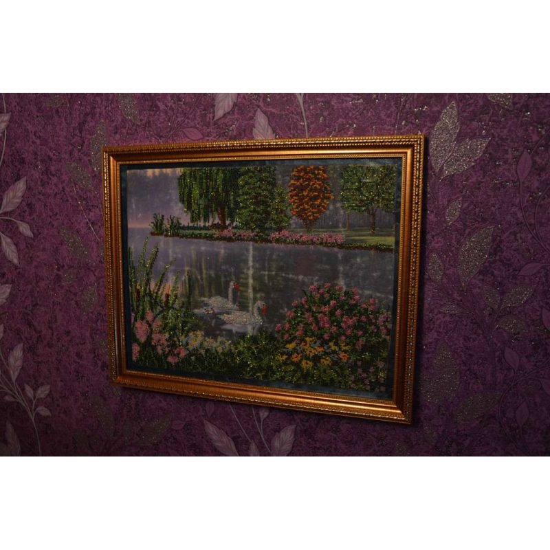 Bead Embroidery Kit on Art Canvas "Swan song"