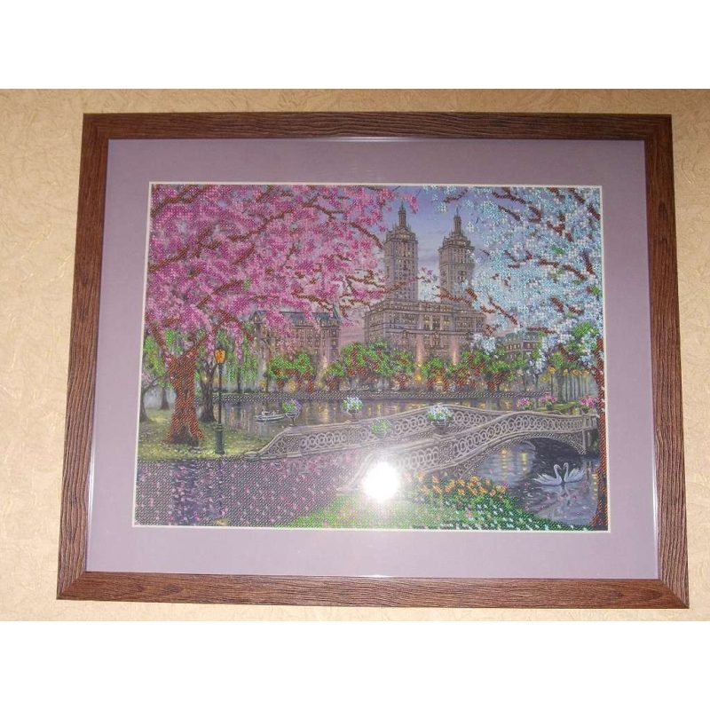 Bead Embroidery Kit on Art Canvas "Spring bloom"