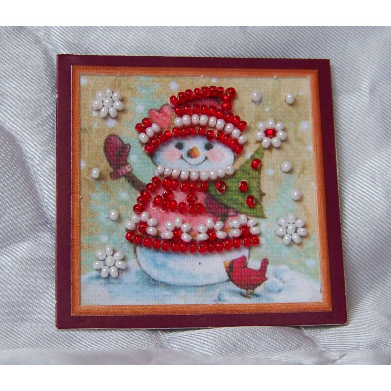 Mini Bead Embroidery Magnet Kit "Winter guest"