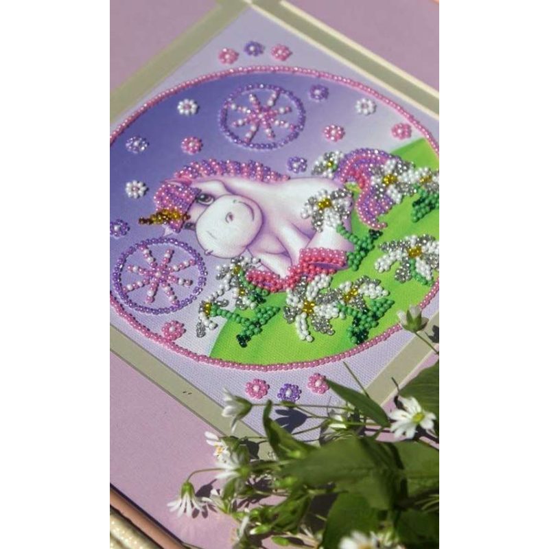 Mini Bead Embroidery Kit on Art Canvas "Pony"