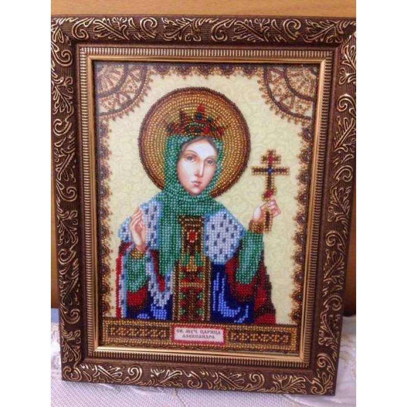 Icon Bead Embroidery Pattern on Art Canvas "St. Alexandra"