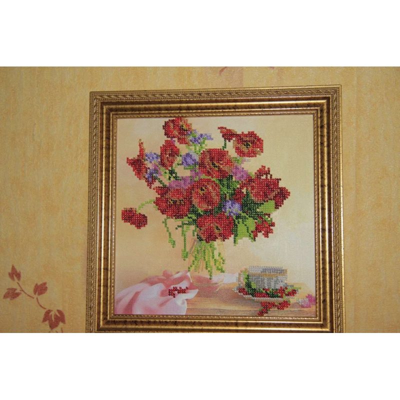 Bead Embroidery Pattern on Art Canvas "Morning Tea"