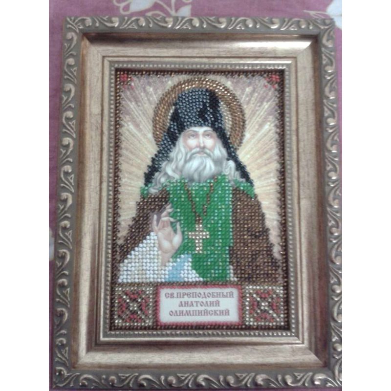 Mini Icon Bead Embroidery Kit on Art Canvas "St. Anatoly"