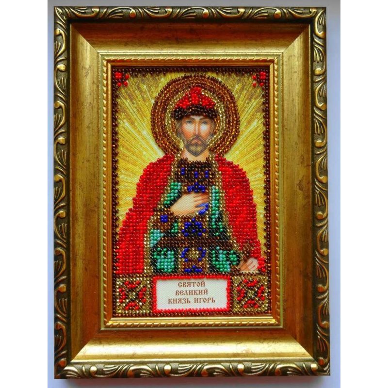 Mini Icon Bead Embroidery Kit on Art Canvas "St. Igor"